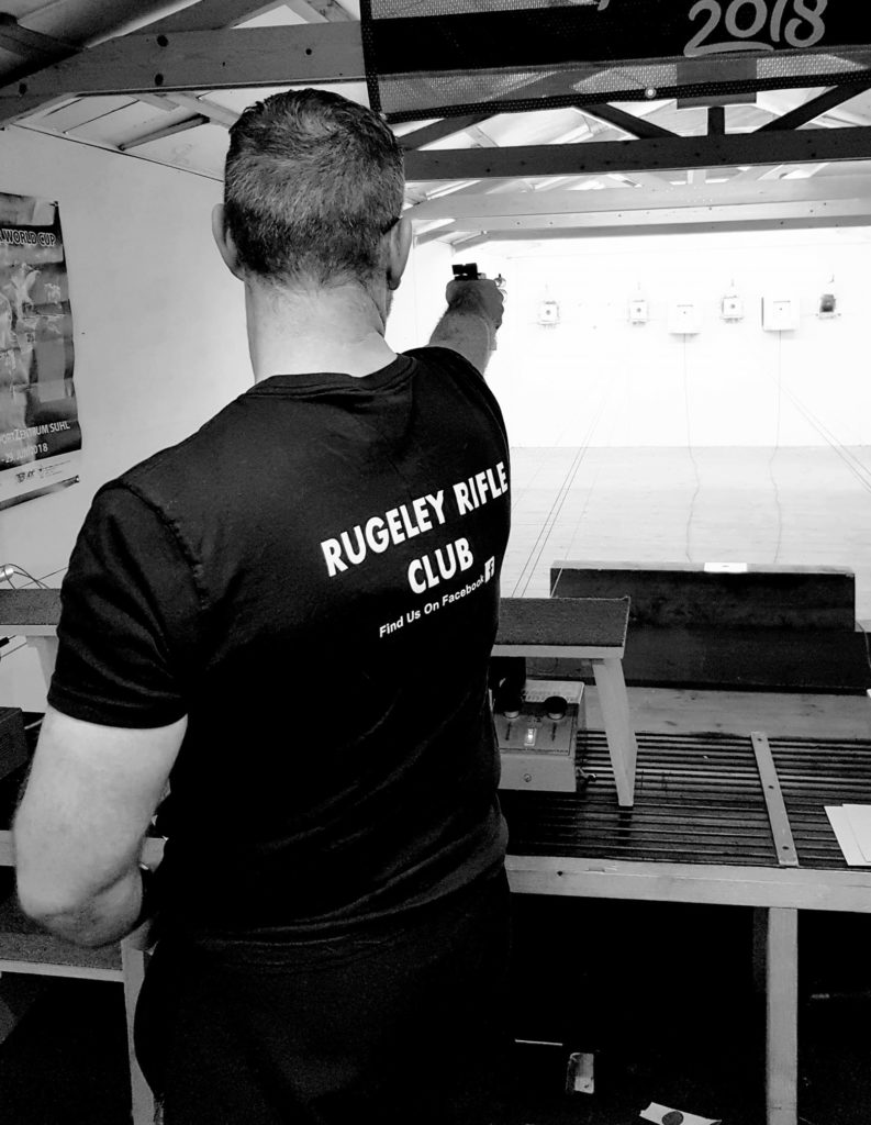 A Rugeley Rifle Club member shoots ten metre Air Pistol