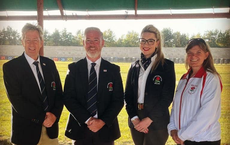 England Smallbore Rifle Captain Martyn Buttery with Adjutant Chris White and shooters